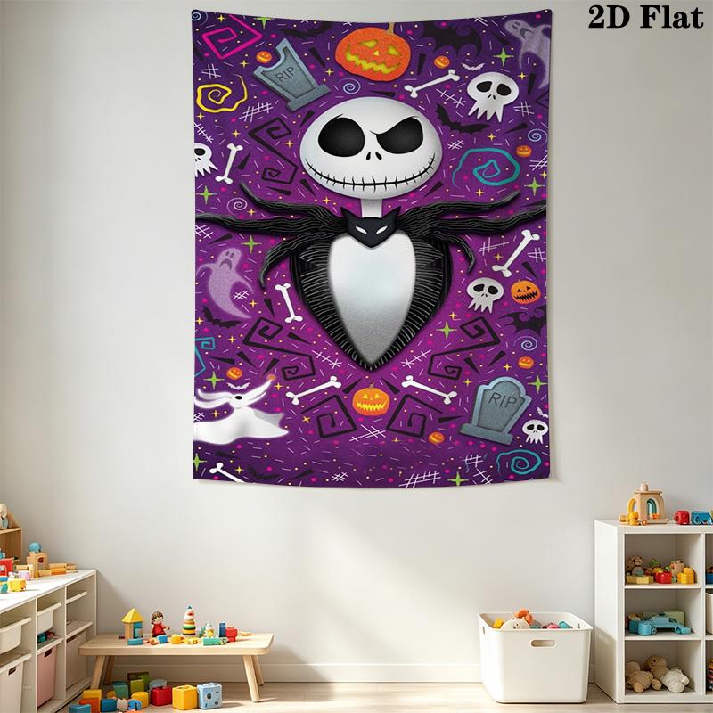 Jack Skellington Halloween Tshirt Tapestry Background Cloth Fashion Print Wall Decoration Atmospheric Background Cloth Wall Covering Decoration