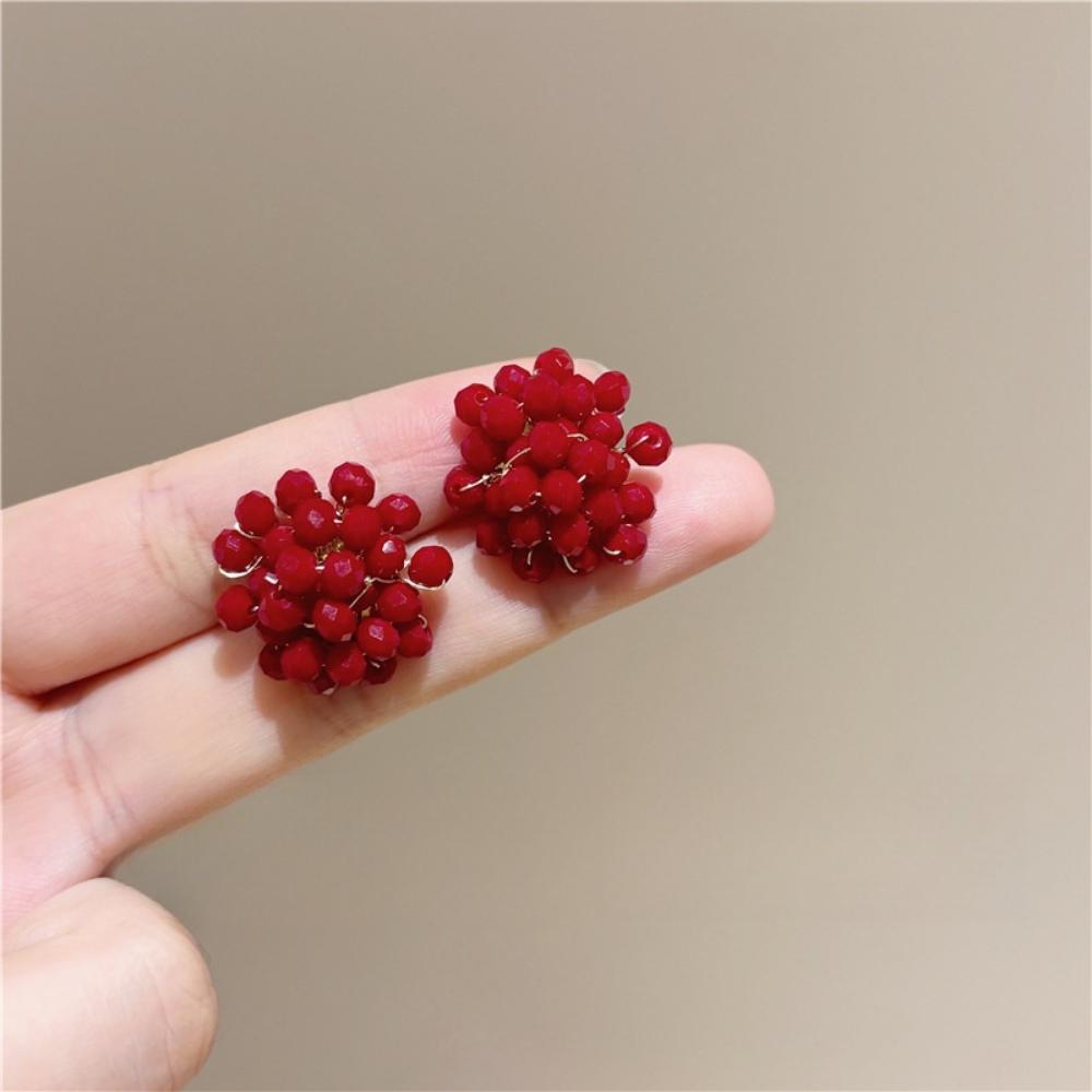 

Винтажные серьги с бусинами из красной малины красный