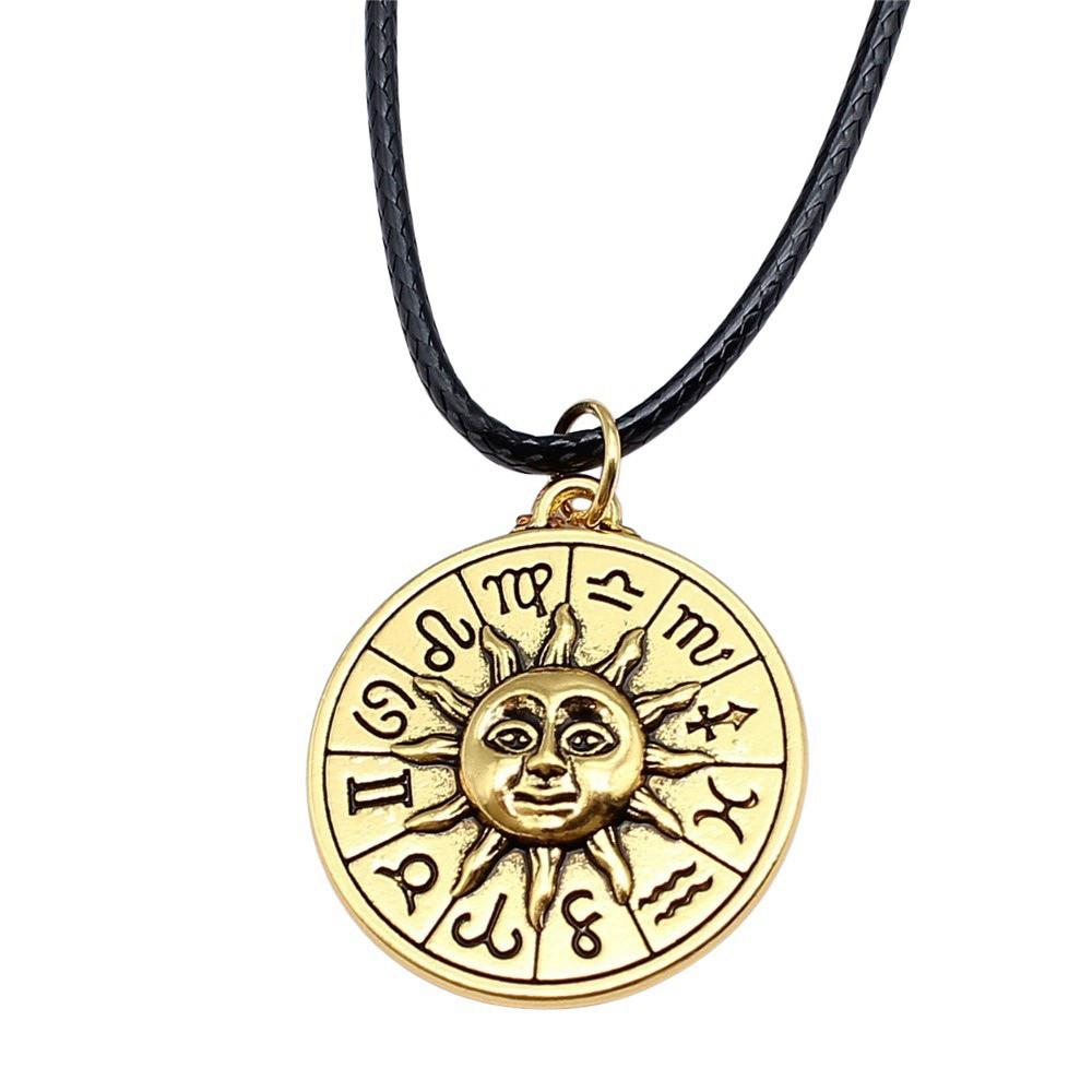 Pěticípá hvězda Slunce Měsíc Pentagram Nebeský přívěsek Starožitný bronzový kov Párový náhrdelník Trendy