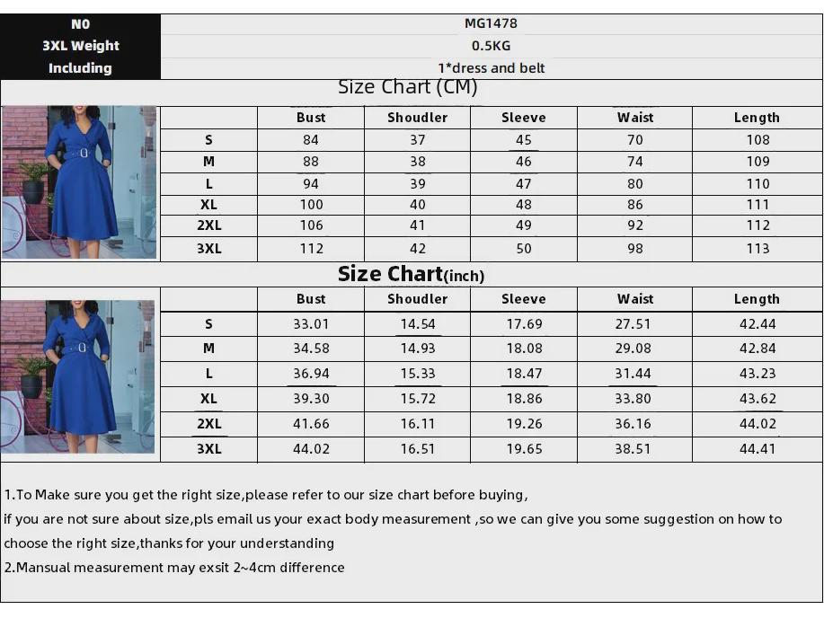 Rochie elegantă de primăvară pentru femei, cu rever, talie înaltă, culoare uni - Mărimi mari disponibile.