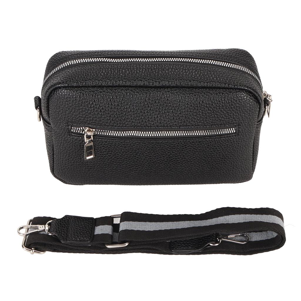 Messenger Shoulder Bag Fashionable PU Leather Large Capacity Messenger One Shoulder Bag Black PU