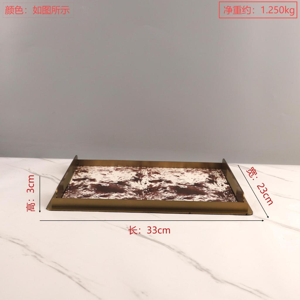 Square Handheld Metal Tray, Splashed Ink Art Leather Decorative Aromatherapy Storage Tray, Organizer, Living Room Decoration