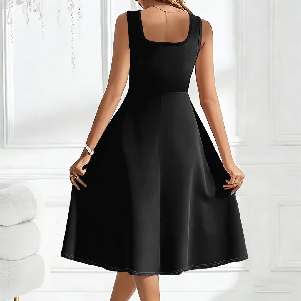 Women's Square Neckline Sleeveless A-line Dress