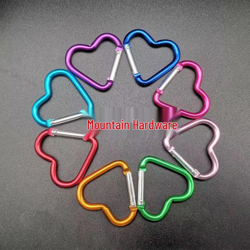 Heart-Shaped Aluminum Carabiner 44x40mm Backpack & Bottle Buckle