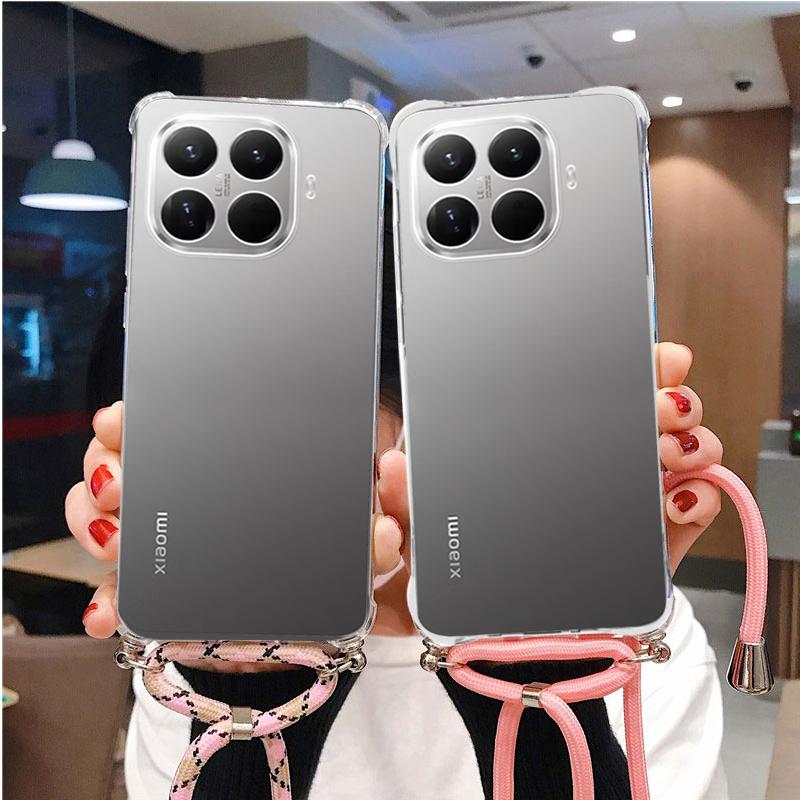 Crossbody Lanyard TPU Phone Case For Xiaomi 1T Pro 14T Pro Transparent Shockproof Soft Silicone Cover For Xiaomi 13T 12T 11T