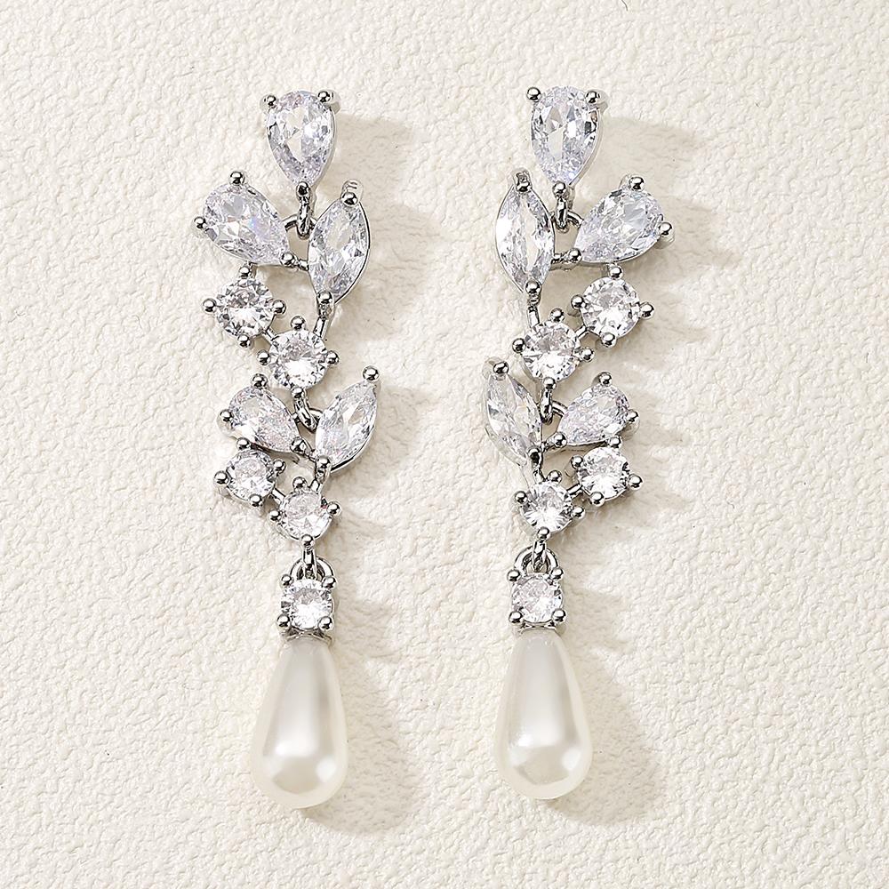 ZAKOL Classic Gorgeous Sliver Color Shiny Zirconia Drop Earrings Luxury Festival Zircon Gifts for Women Mom Friends