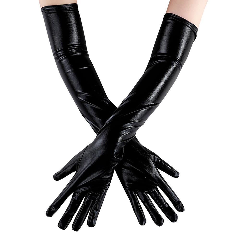 Patent Leather Sexy Women 53cm Long Gloves Party Opera Clubwear Nightlub Dance Performance Cosplay Clothing Accessories