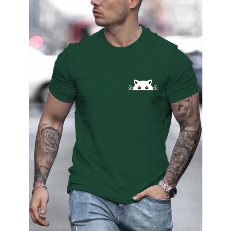 Tricou cu Imprimeu 'Pisică' pentru Bărbați Casual cu Gât Rotund Mânecă Scurtă Modă Tricouri de Vară Topuri Tricouri Obișnuite Oversize Tricouri pentru Bărbați