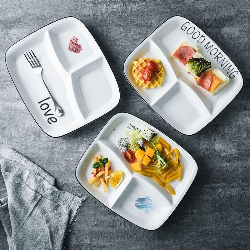 Nierxin 211 Keramický talíř s přihrádkami pro kontrolu porcí