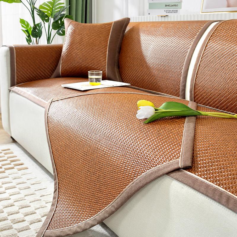 

Летний коврик из ротанга, подушка для дивана, чехол для дивана, пылезащитный чехол, летний спальный коврик, дышащий, нескользящий, для гостиной, прямой ряд, чехол для дивана, полотенце 60*60cm