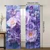 2pc,  Curtain Large Purple Floral Blackout  Polyester Festive Wall Decor Use for Holiday Parties