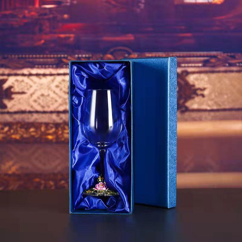 Superior Enamel Peony Glass Crystal Champagne Cup Set Goblet Glasses Glasses of Wine Wineglass Luxury Glass Cups Vintage Whiskey