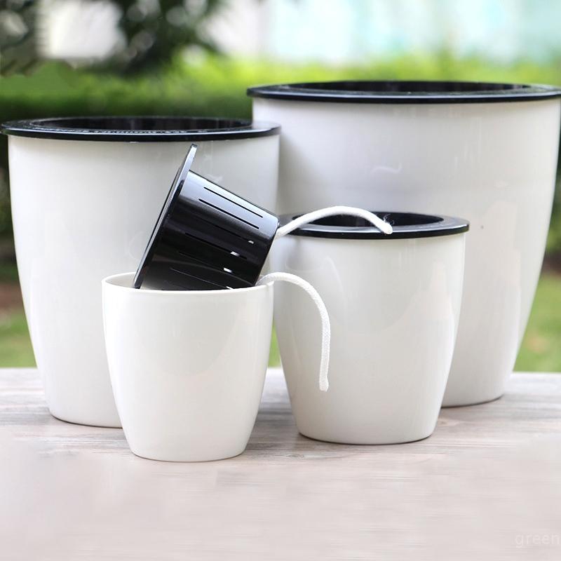 Fauler Mann Selbstbewässernder Doppelwandiger Großer Topf Für Blumen Automatische Bewässerung Hydroponische Pflanze Blumentopf Grüne Pflanze Bonsai Heimdekoration