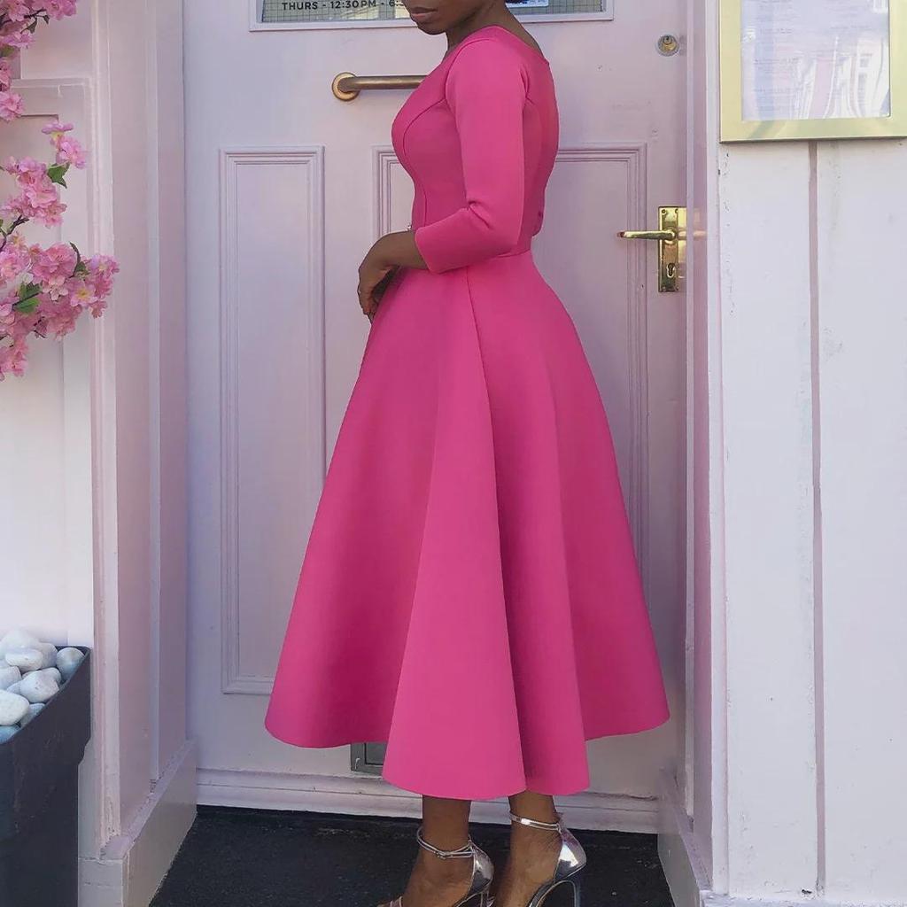 D346 Women's 2023 Summer Solid Color Evening Dress - Elegant Big Swing Skirt