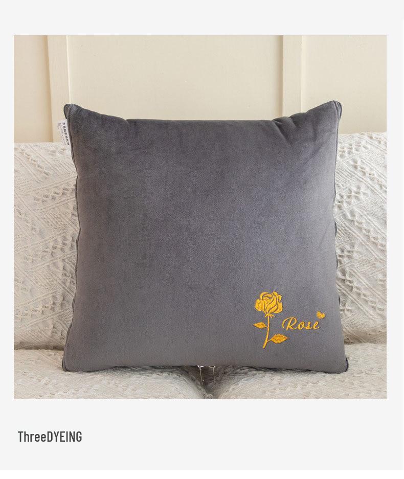 Modern Minimalist Double-Sided Embroidered Fleece Baby Throw Pillow Blanket 