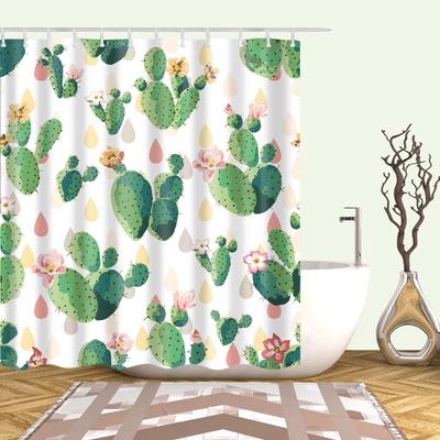 Tropisk Kaktusväxt Ananas Duschdraperier Badrumsgardin Cortina Ducha Frabic Vattentät Polyester Badgardin