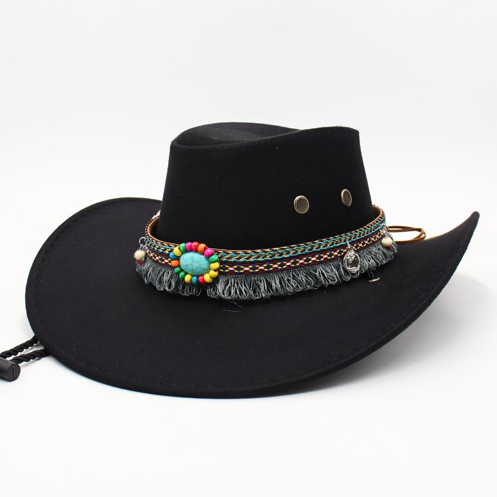 Tibetan Ethnic Style Accessories Men'S And Women'S Outdoor Big-Brimmed Sun Hat Mountaineering Sun Protection Knight Hat Vintage Curled Top Hat