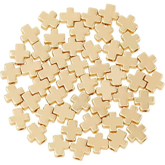

DICOSMETIC 50Pcs Cross Beads Metal Cross Holy Beads Alloy Crucifix Spacer Beads Gold Cross Beads for Earrings Necklaces Bracelets DIY Jewelry Making,