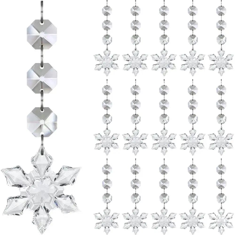 

Snowflake Crystal Christmas Ornaments for Christmas Tree Decorations, Hanging Clear Acrylic Snowflake Ornaments O1B7