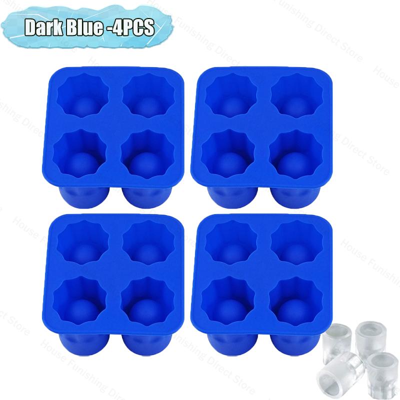 4 Cup Shape Silicone Ice Cube Mold Tray Summer Bar Party DIY Cold Drink Ice Compartment Mold Ice Cup Ice Cube Tray Kitchen Tool