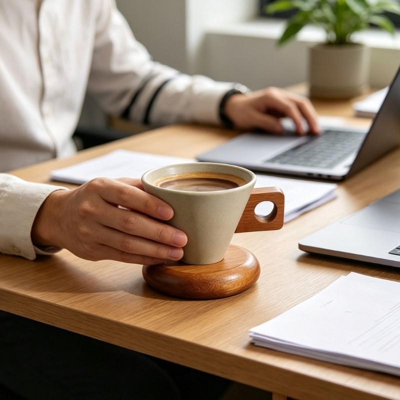 Moderne Keramik Kaffeetasse Ständer Set für Getränkewärme Mikrowellengeeignet Spülmaschinenfest Leicht zu halten Perfektes Geschenk