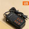 1Pcs 6 Usb A Charger Usb Quick Charging Socket With Type C Cable 3 Usb 3Pd Power Strip Mobile Phone Eu/Us/Uk Plug Adapter