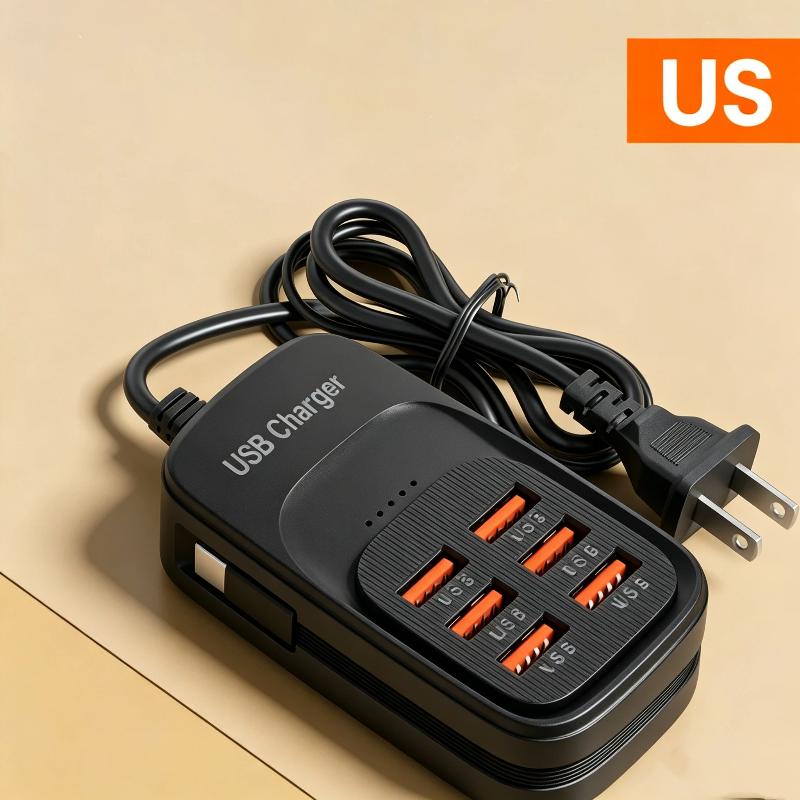 1Pcs 6 Usb A Charger Usb Quick Charging Socket With Type C Cable 3 Usb 3Pd Power Strip Mobile Phone Eu/Us/Uk Plug Adapter