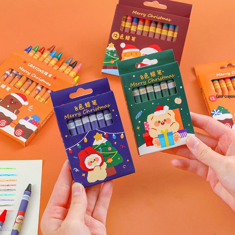 Children's Christmas Art Set: 8-Color Crayons & 12-Color Oil Pastels for Graffiti Drawing
