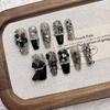 Handmade Dark Black Glass Beads for Long European & American Style Nail Art