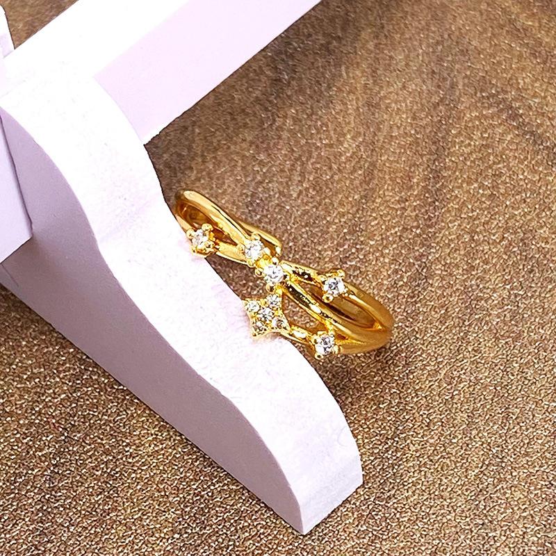 Medieval Light Luxury High-End Geometric Butterfly Full Of Diamonds Zir*****Pen Ring Niche Design Fashion Ring