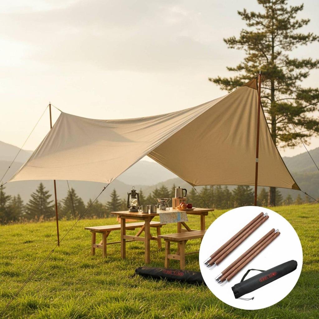 2 Pieces Awning Pole Thickened Tarp Lightweight for Outdoor Shelter