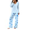 Women's V-Neck Loose Fit Printed Pajama Set Two Piece Sleepwear for Casual
