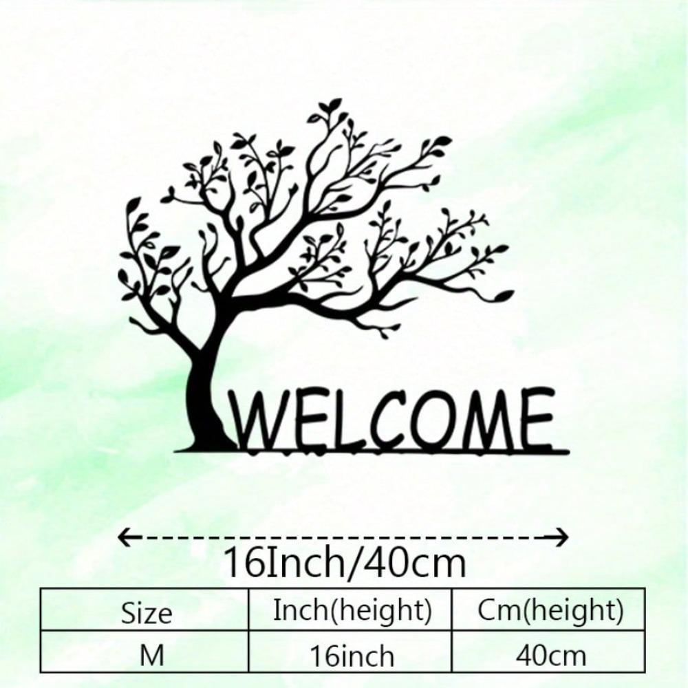 Vintage Black Metal Welcome Sign Rustproof Wall Art Home Office Decor Christmas Gift