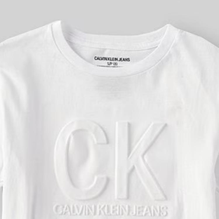 Calvin Klein Crew Neck Pullover Solid Color Comfortable Short Sleeve T-Shirt Unisex Tops White 35F64222-10