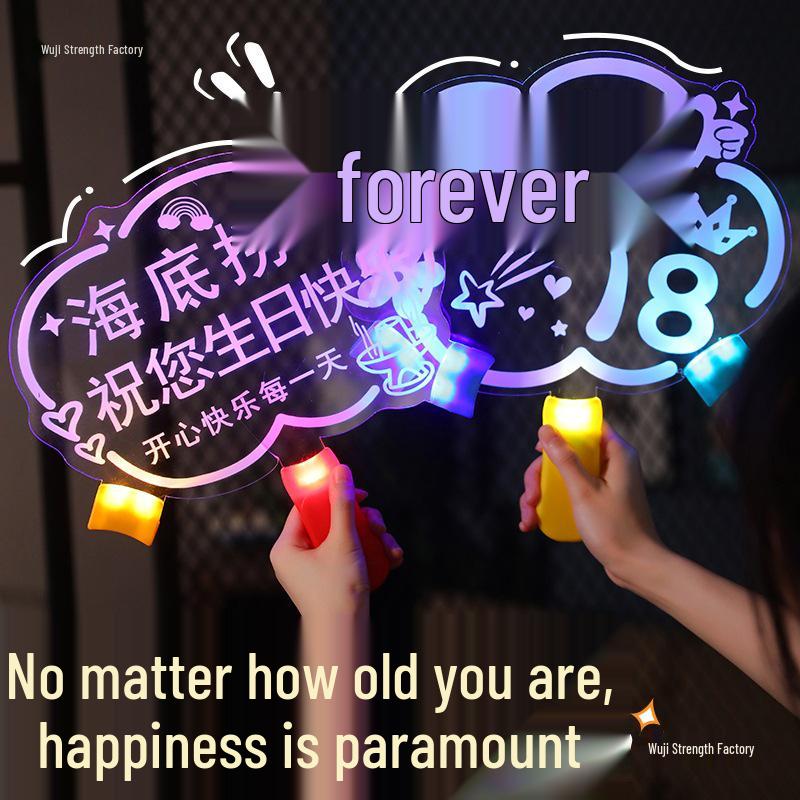 Birthday Light-Up Handheld Sign - Glowing Party and Event Cheering Prop