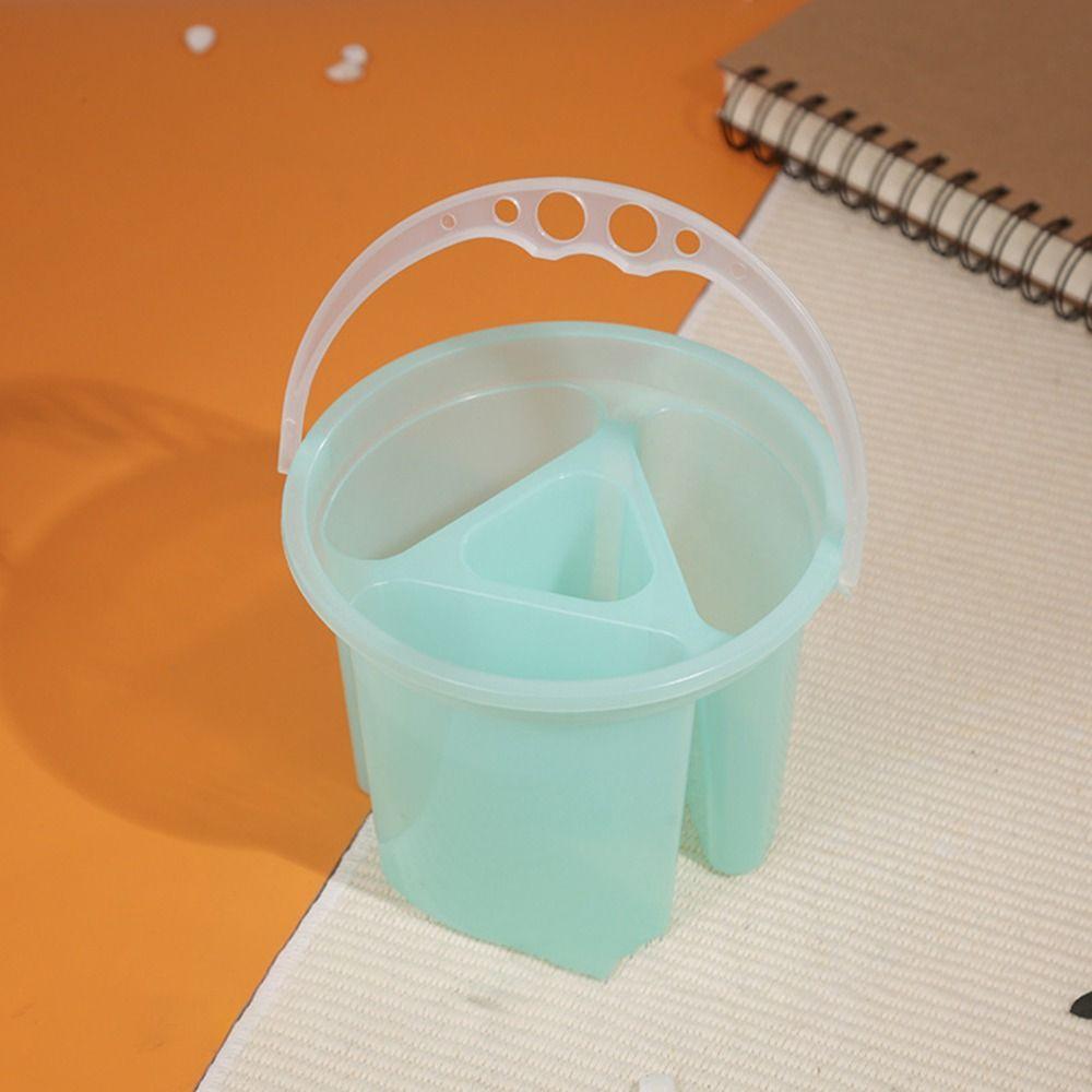 2 Pcs Translucent Paint Brush Wash Bucket Thickened Design Painting Pen Holder Watercolor