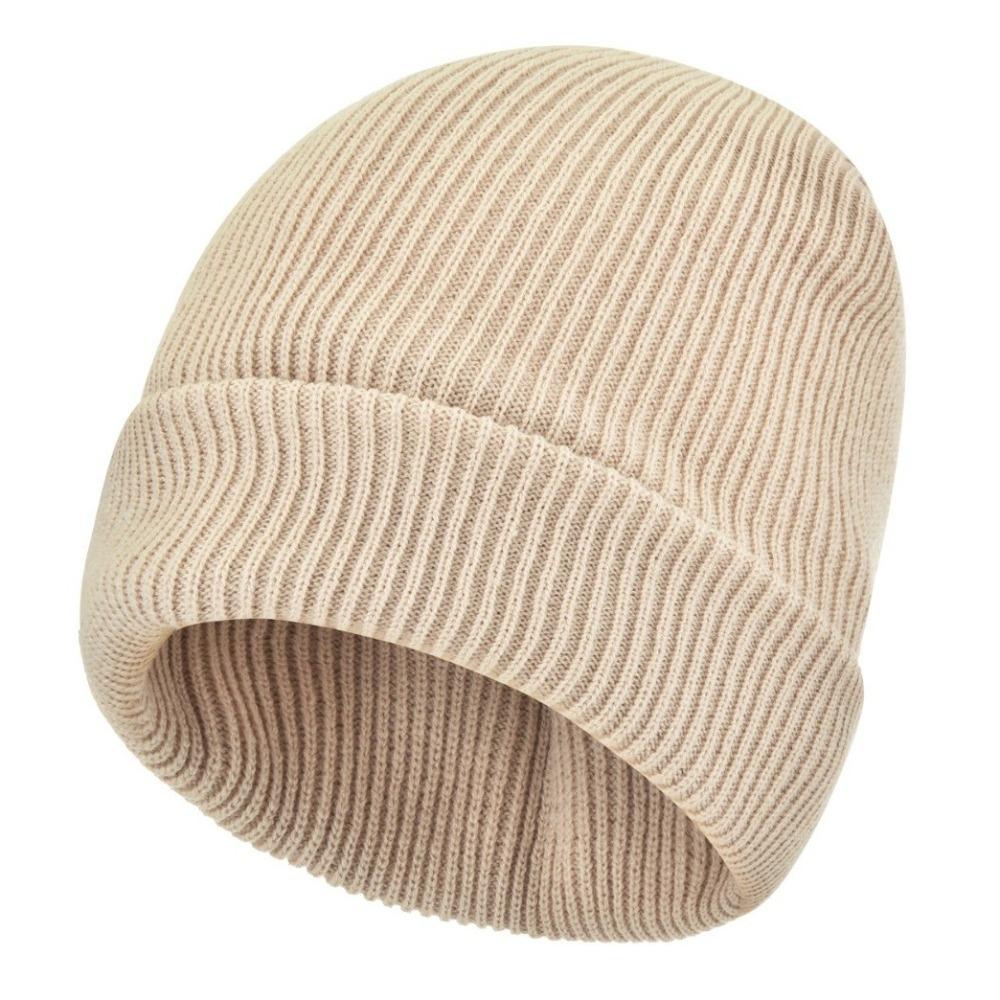 

Soft Winter Beanie Waterproof Coating Solid Color Fishing Hat Windproof Fleece Lined Knit Cap Winter Season for Men and Women бежевый