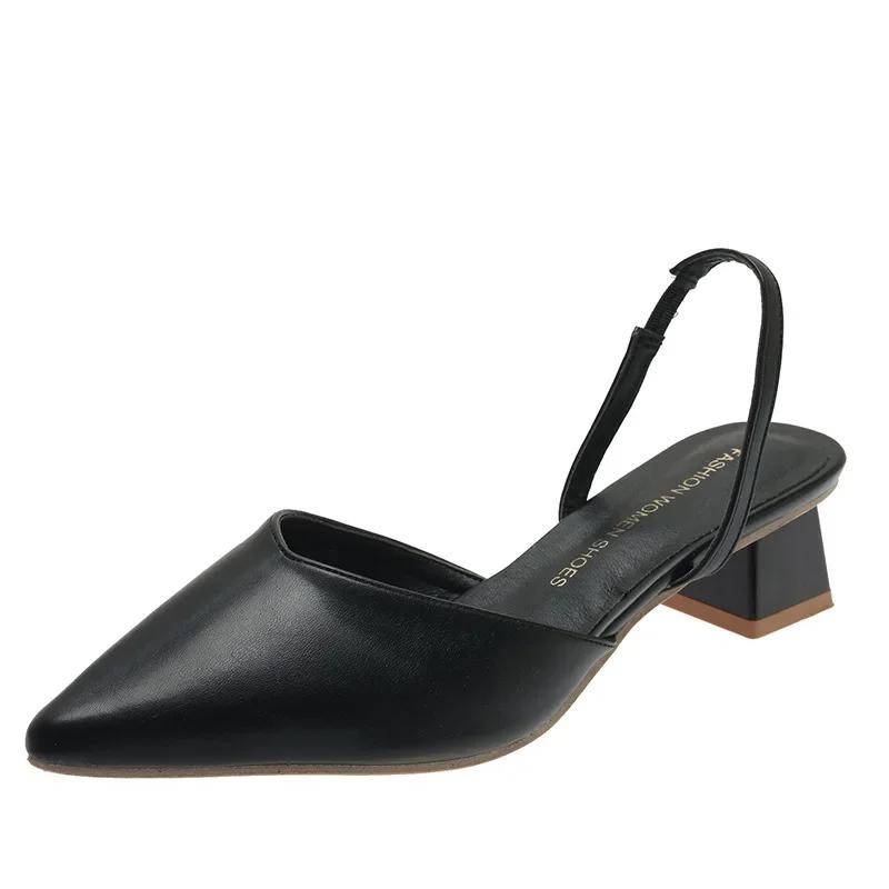 Женские туфли-лодочки летняя мода сексуальные туфли с острым носком женские туфли на высоком каблуке босоножки 2024 года новые женские туфли-мюли для свадебной вечеринки тапочки 35 чёрный 5980₽