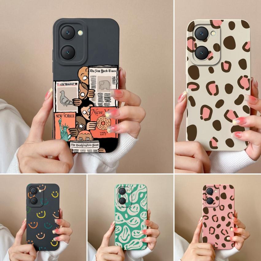 For Vivo Y03t U5x Y18i Y18t Y02t Y400 Pro iQOO Z9 Lite Fashion Label Patterns Phone Cover Screen Protector Anti Fall Shell For Vivo Silicone Soft Case