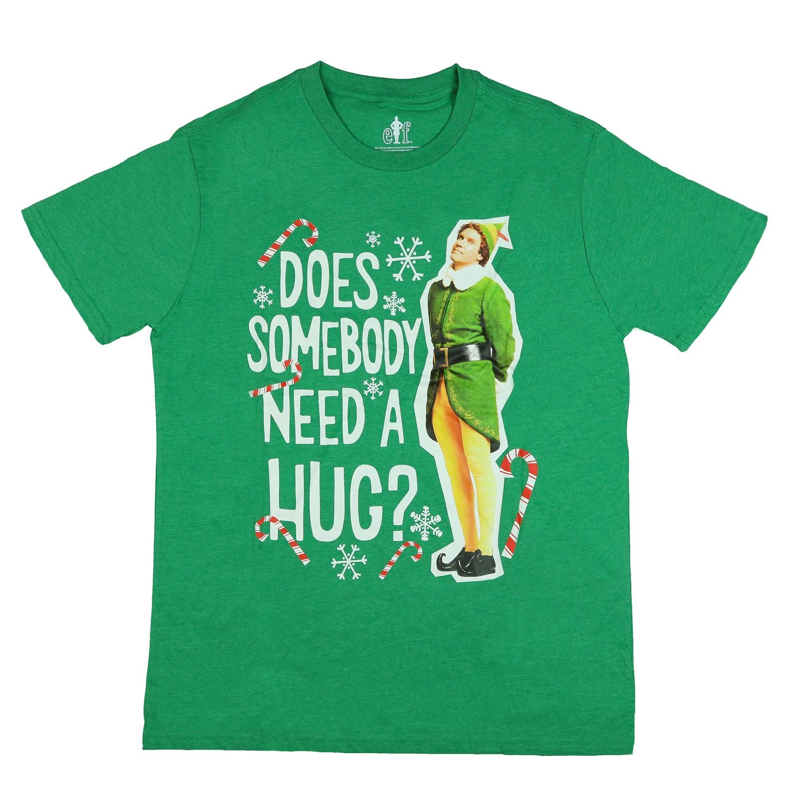 Elf Does Somebody Need a Hug Men s T-Shirt with Buddy the Elf Graphic (S) M