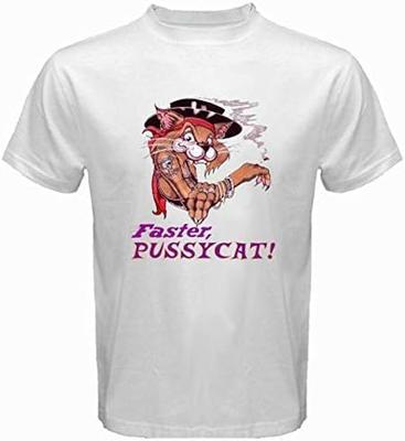 Faster Pussycat Metal Rock Band Katzenlogo Herren Weiß Schwarz T-Shirt Größe S 3XL