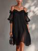 Abito estivo 2026 da donna europeo e americano sexy prospettico con pizzo intarsiato spalline tinta unita halter
