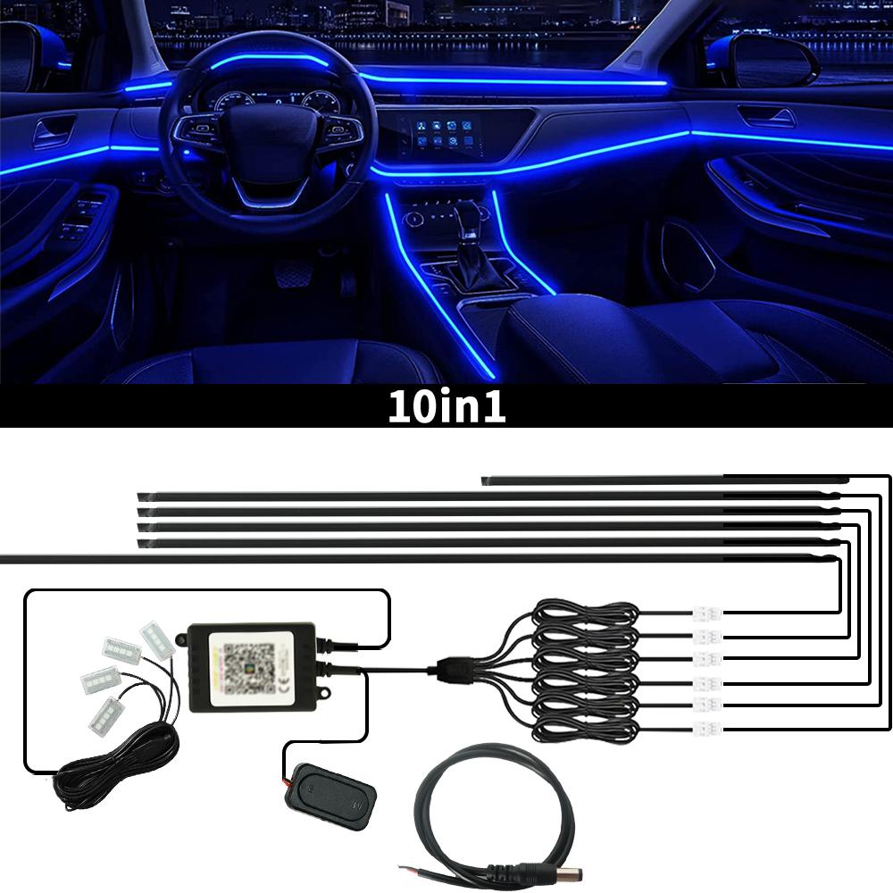 Led Car Ambient Light RGB 64 Color Symphony Streamer Acrylic LED Strip Light Neon Decoration Atmosphere Lamp Kit by APP Control