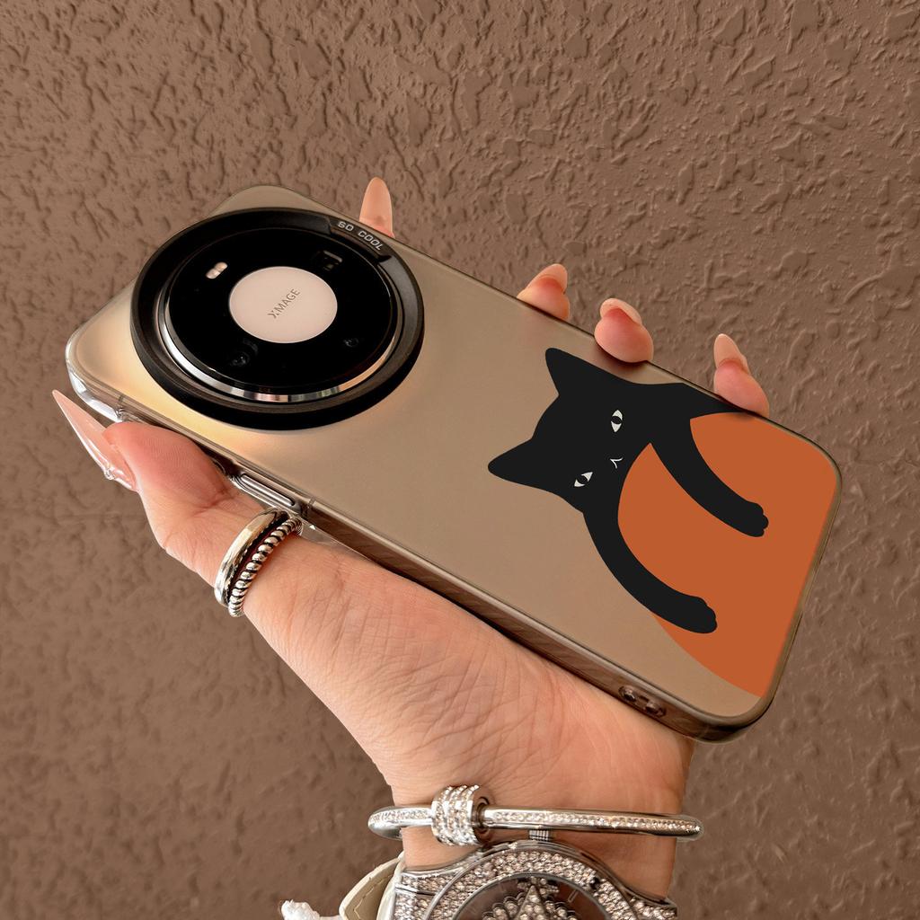 Orange black cat is suitable for Huawei mate80 mobile phone case mate80promax new mate70 all-inclusive anti-defense