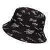 Unisex Double-Sided Reversible Letter Embroidery Printing Personality Bucket Hat Fishermen Caps Outdoor Casual Cap Sunscreen Hat