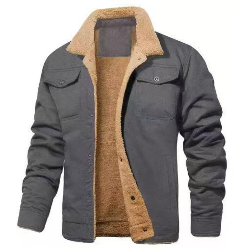 Men's Fleece Lined Work Jacket Cotton Casual Coat.