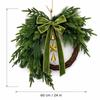 60cm Artificial Christmas Wreath with Pine and Cedar Branches Velvet Bow and Metal Bell Star Hanging Decoration for Door Wall Indoor Use