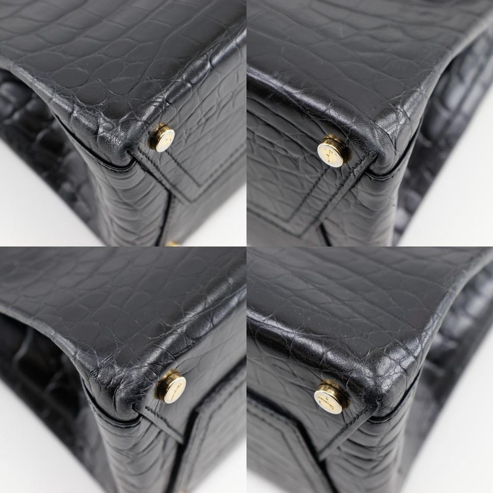 Salvatore Ferragamo Vala Handbag AQ-21 8252 2WAYShoulder Black/gold Embossed Leather Women Used