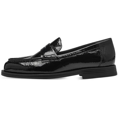 Damskie wsuwane mokasyny Tamaris Loafer 1-1-24311-41-018 czarne lakierowane
