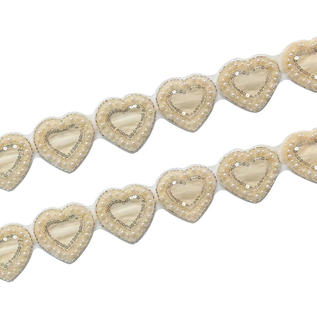 Exquisite Herzperlen-Spitze Pailletten-Spitze Kleidung Lolita-Kleid Tasche Haarschmuck Dekorative Spitzen-Accessoires